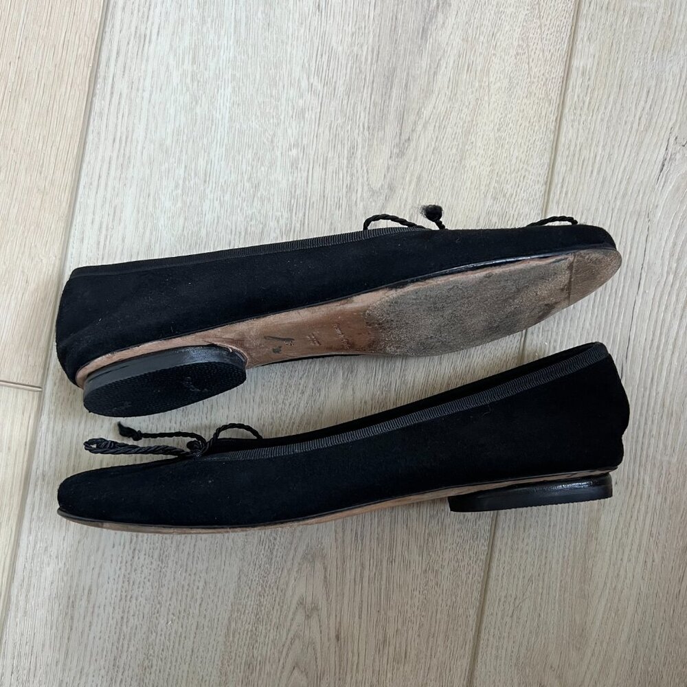 London Sole Suede Black Ballet Flats 36 - Picture 4 of 6